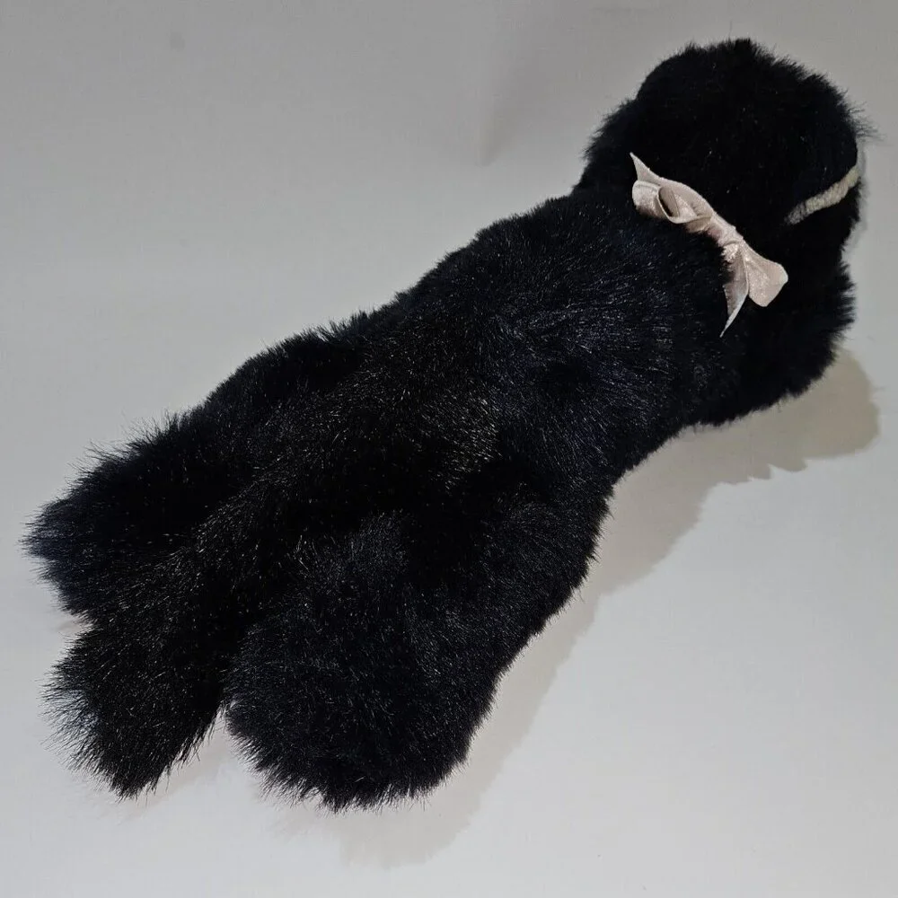VTG Just Friends Black White Kitty Cat Plush Pink Bow 14